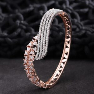 Jeyaar Love Bound-Rose Gold-Plated American Diamond Studded Bracelet