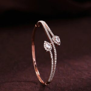 Jeyaar Rose Gold-Plated Bracelet with Graceful Leaf Design