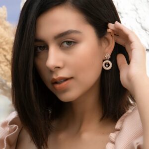 Jeyaar American Diamond Rose Gold Drop Earrings