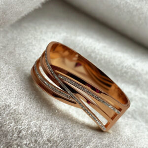 Rose Gold-Plated American Diamond Cuff Bracelet for Women | Elegant Party Wear Bangle Style Kada