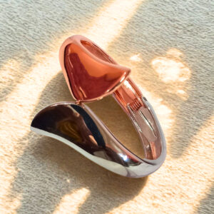 Modern Dual-Tone Rose Gold & Silver Designer Openable Bangle Bracelet for Women – Sleek Contemporary Style