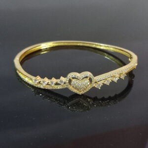 Gold-Plated Heart Motif CZ Stone Bracelet for Women – Romantic Design with Sparkling Accents