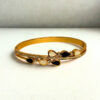Gold-Plated American Diamond Kada Bracelet for Women | Elegant White Stone Teardrop Design Bangle