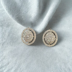 Premium American Diamond Halo Round Stud Earrings for Women