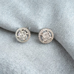 Elegant American Diamond Solitaire Stud Earrings with Halo for Women