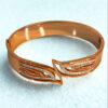 Rose Gold-Plated American Diamond Open Kada Bracelet for Women | Bold Designer Wing-Tip Style Bangle