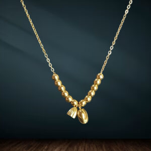 Traditional Gold-Plated Pendant Chain with Beaded Design for Girls and Women