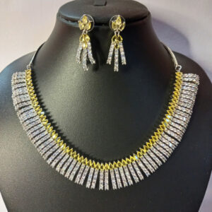 Golden Radiance American Diamond Necklace & Earrings Set