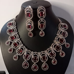 Regal Ruby Statement AD Necklace Set