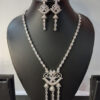 Elegant Silver-Plated American Diamond Necklace Set with Dangle Earrings